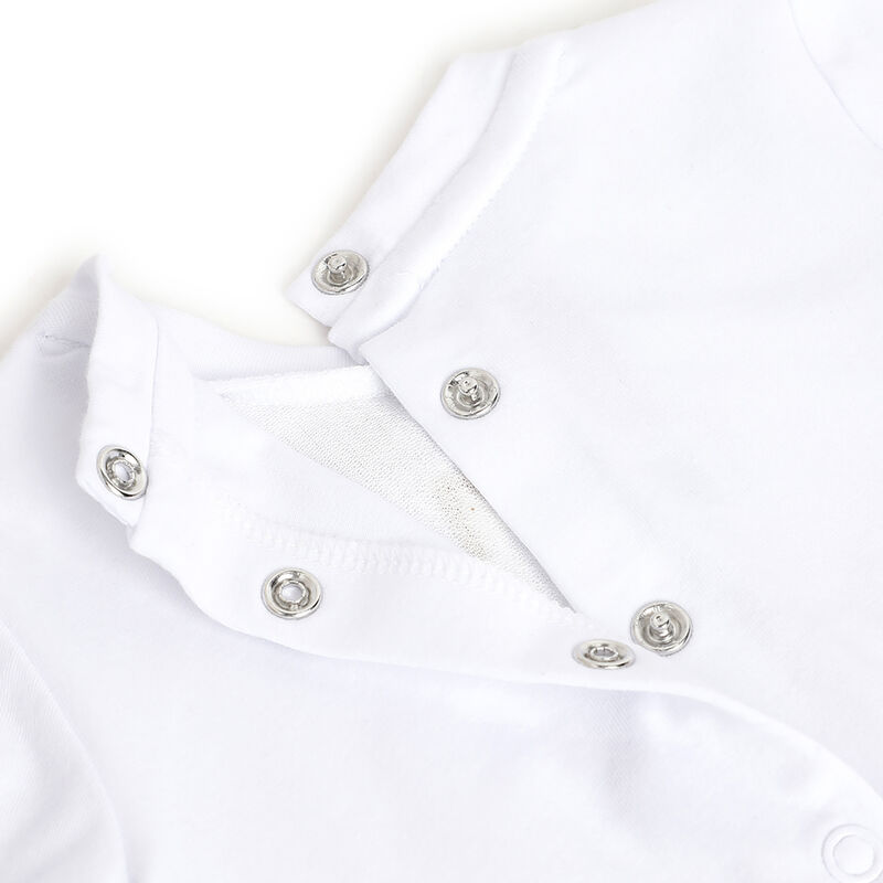 Boys White and Blue Applique Short Sleeve Rompers image number 4